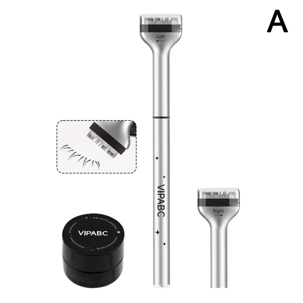 Reusable Eyelash Ink Seal Pen 2 in 1 Lower Eyelash Stamp Tool Fast Dry Black Brown Liquid Eyeliner Pen Natural Simulation Makeup