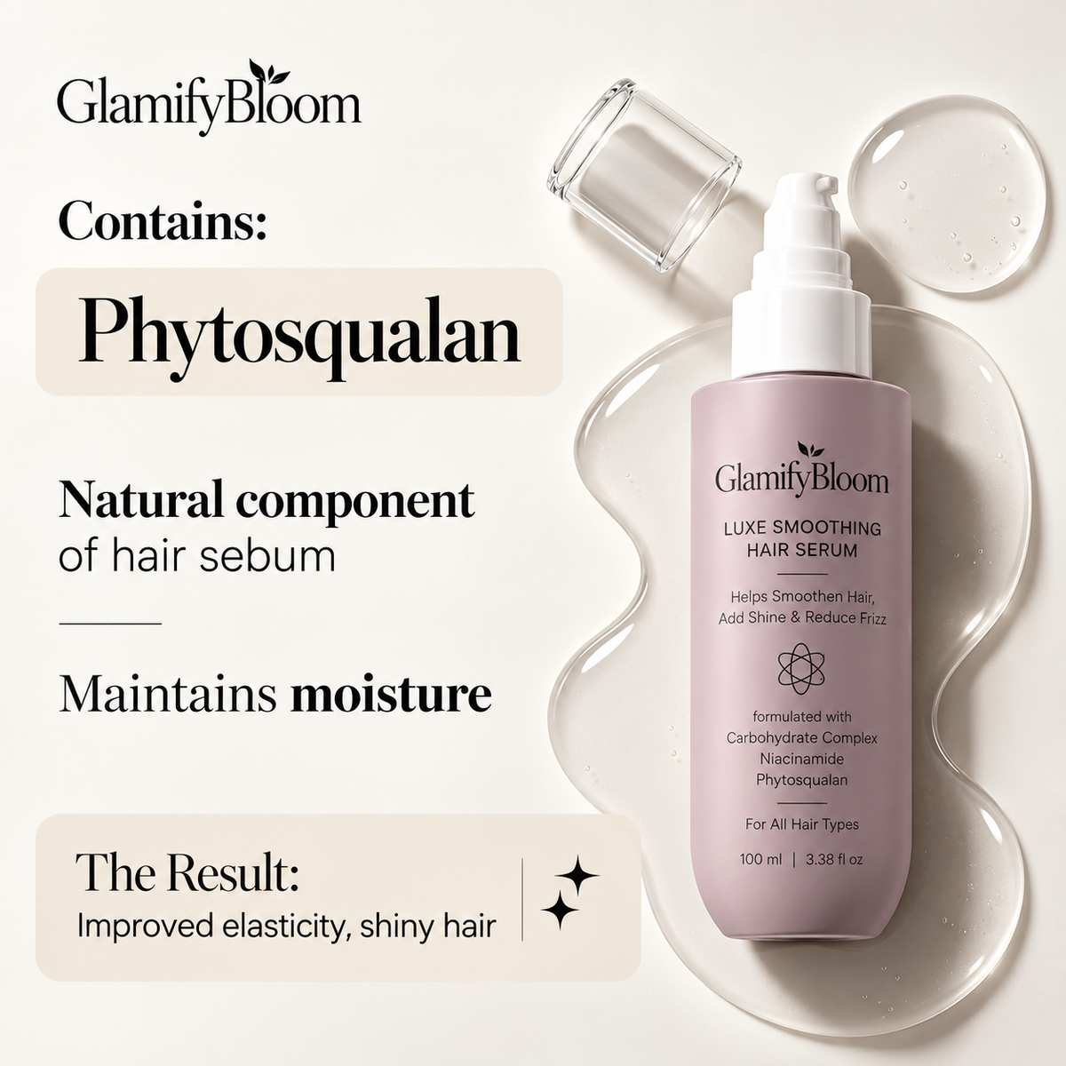 GlamifyBloom Luxe Smoothing Hair Trio – Shampoo, Mask & Serum