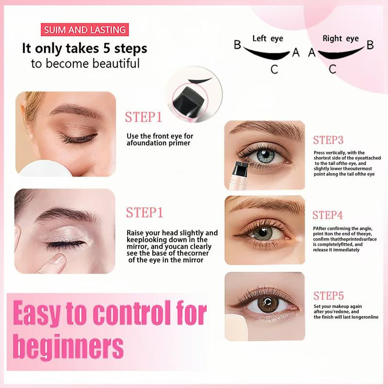 Rotating Eyeliner Stamp Pen – Dual-Head Design with Wing Stamp, Quick-Dry, Long-Lasting, Smudge-Proof for Easy Cat Eye, Sharp Winged Lines & All-Day Makeup Wear - Women'S Cosmetics, Makeup Tools, Tiktokshopblackfriday, Christmas Gifts.
