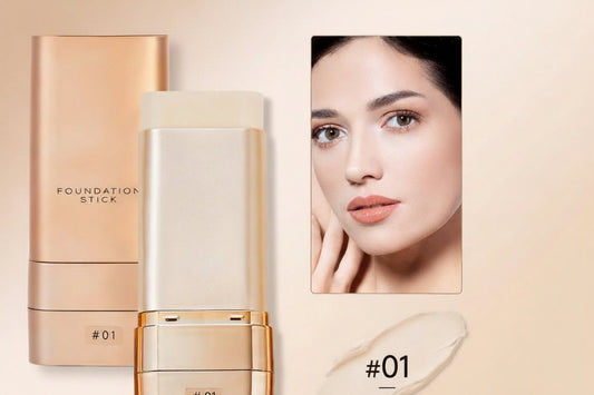 QIANWHITE Luminous Dual-Ended Concealer Foundation Stick with Built-In Brushes Complimentary Puff 24H Long-Lasting Waterproof Sweatproof One-Swipe Even Flawless Base Clear Radiant Skin Foundation Stick