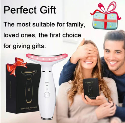 Advanced 3-Color LED Face & Neck Massager – Vibration Skin Care Tool for Firming, Sculpting & Double Chin Care
