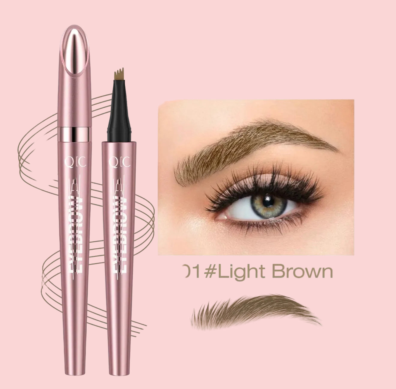 Microblading Brow Pencil – Waterproof, Long-Lasting, Natural Look, Light Coffee