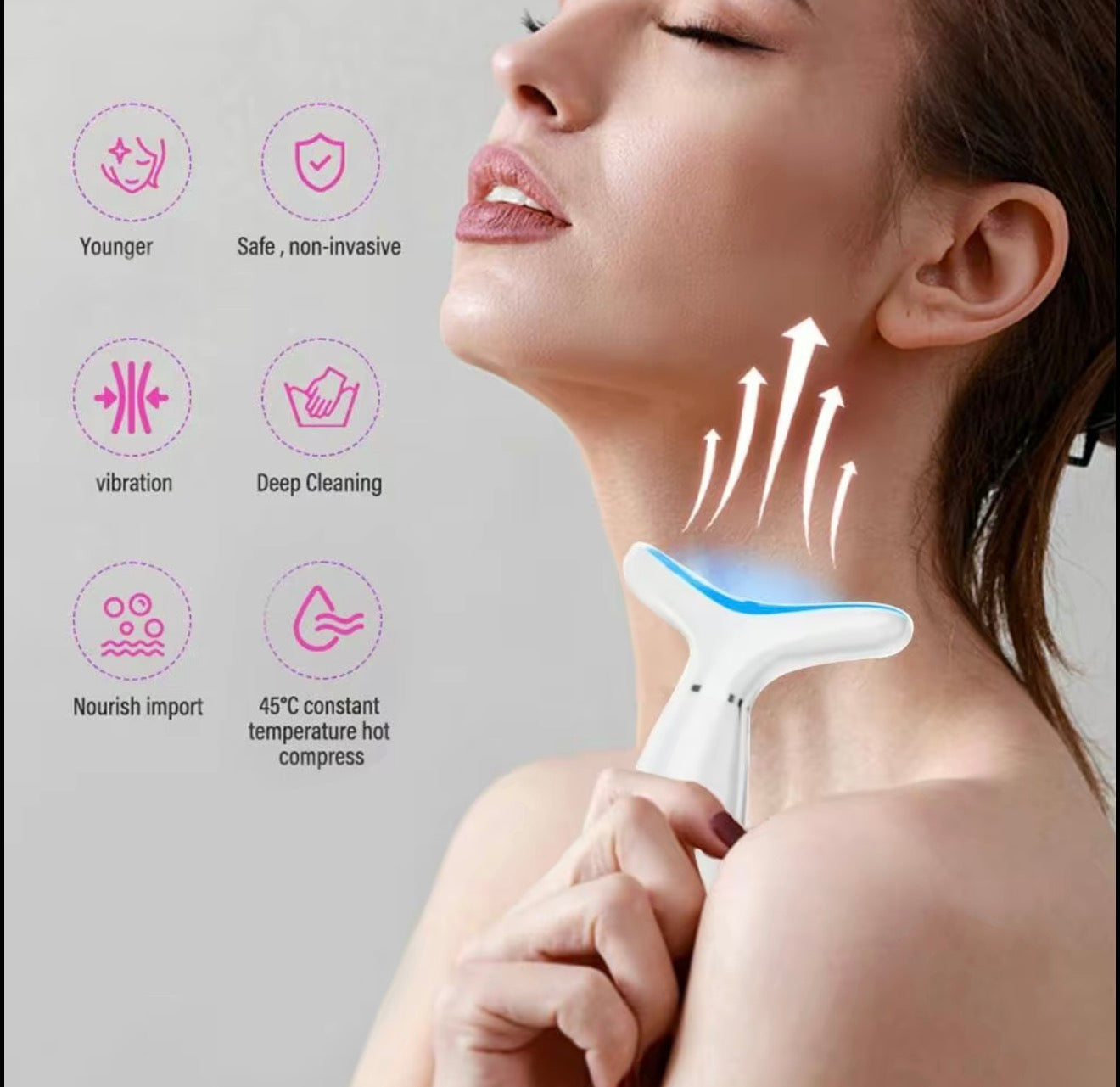 Advanced 3-Color LED Face & Neck Massager – Vibration Skin Care Tool for Firming, Sculpting & Double Chin Care