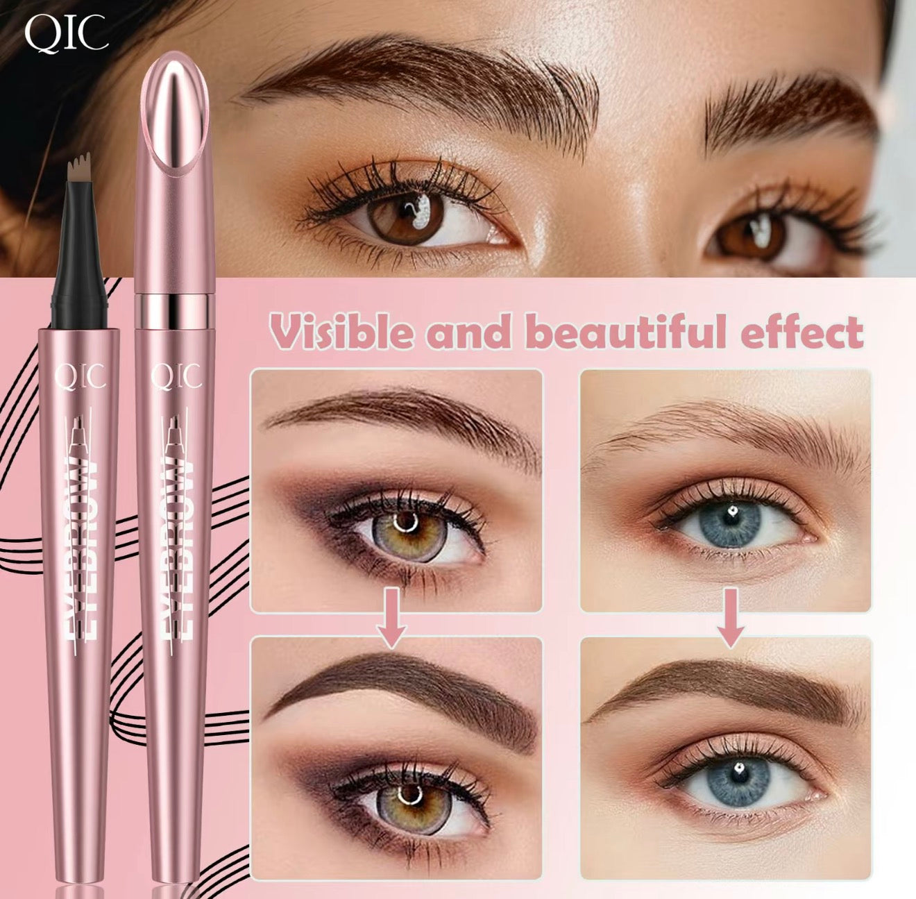 Microblading Brow Pencil – Waterproof, Long-Lasting, Natural Look, Light Coffee