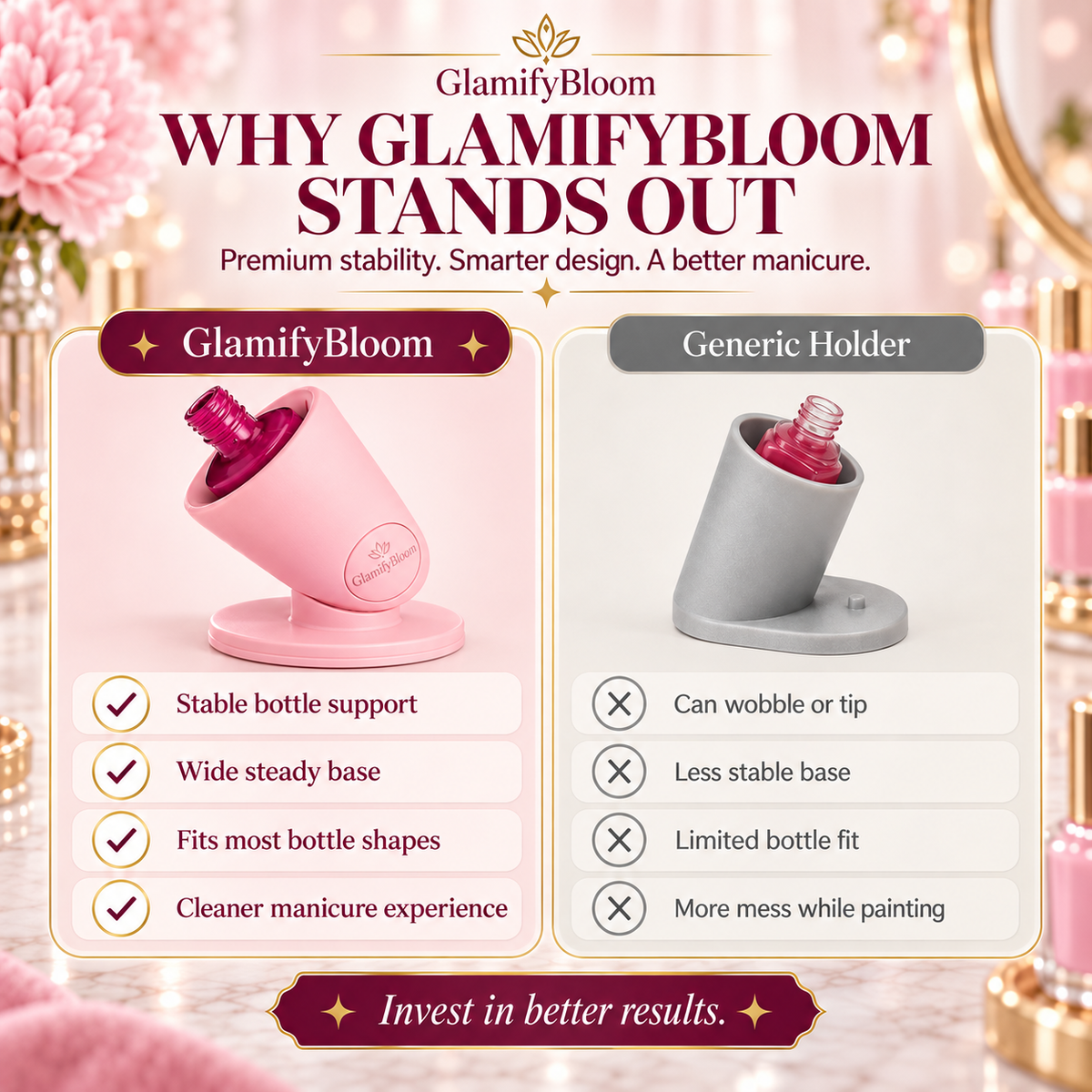 GlamifyBloom SmartGrip Nail Polish Holder