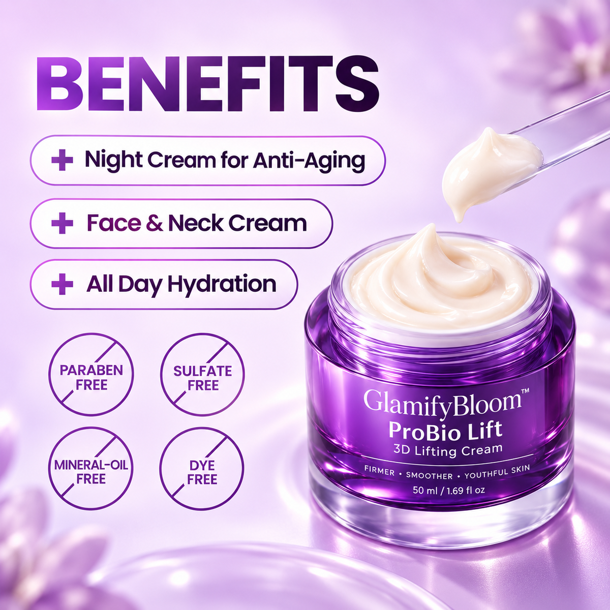 GlamifyBloom Korean Probiotic 3D Lifting Night Cream