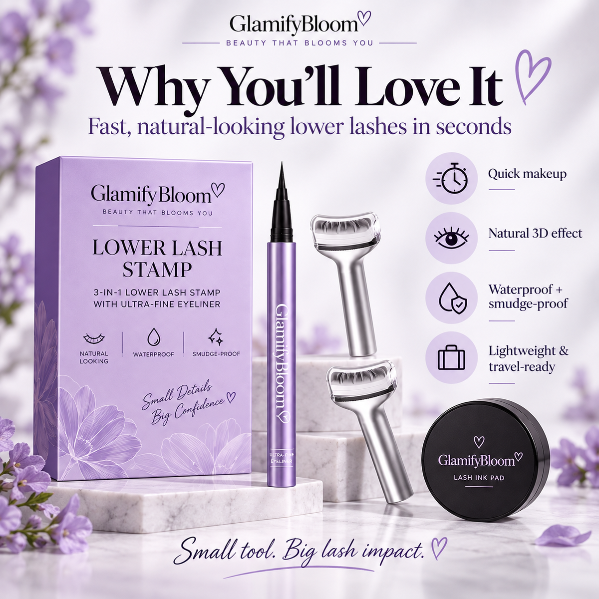 GLAMIFYBLOOM 2-in-1 Eyelash Stamp & Eyeliner Pen