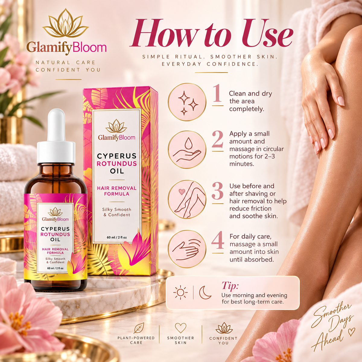 GlamifyBloom Cyperus Rotundus Hair Removal Oil