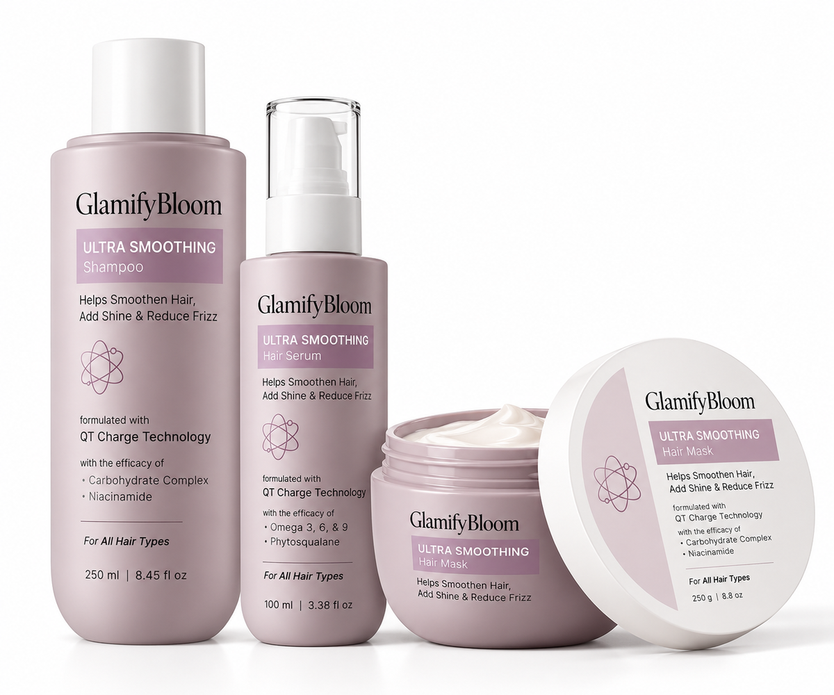 GlamifyBloom Luxe Smoothing Hair Trio – Shampoo, Mask & Serum