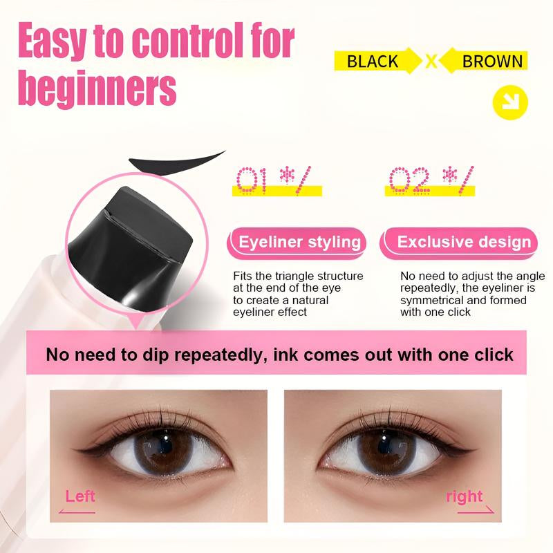 Rotating Eyeliner Stamp Pen – Dual-Head Design with Wing Stamp, Quick-Dry, Long-Lasting, Smudge-Proof for Easy Cat Eye, Sharp Winged Lines & All-Day Makeup Wear - Women'S Cosmetics, Makeup Tools, Tiktokshopblackfriday, Christmas Gifts.